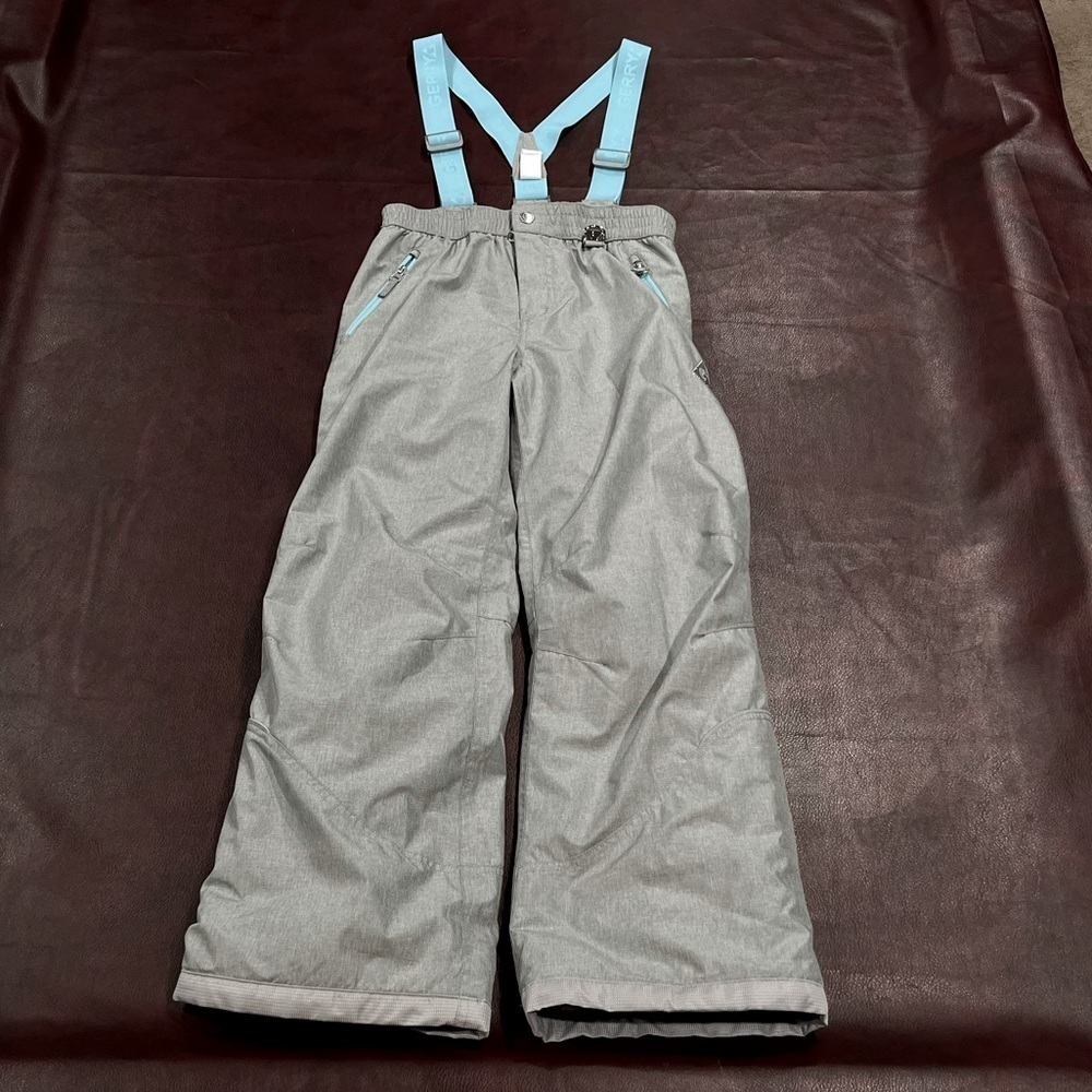 Gerry Girls Gray and Turquoise Insulated Snow Ski Pants w/Suspenders -Sz L 14/16 - Picture 2 of 15
